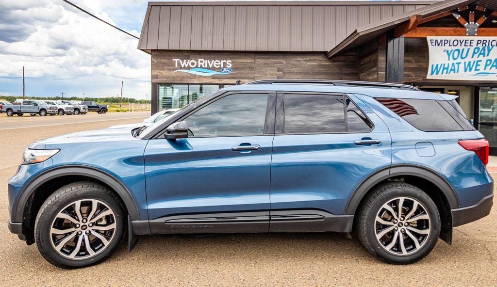2020 Ford Explorer ST in Blue Metallic — front three-quarter view
