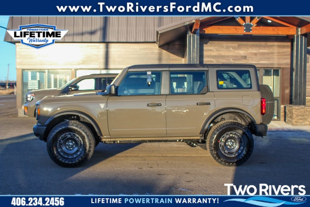 2025 Ford Bronco Base in Marsh Gray — front three-quarter view