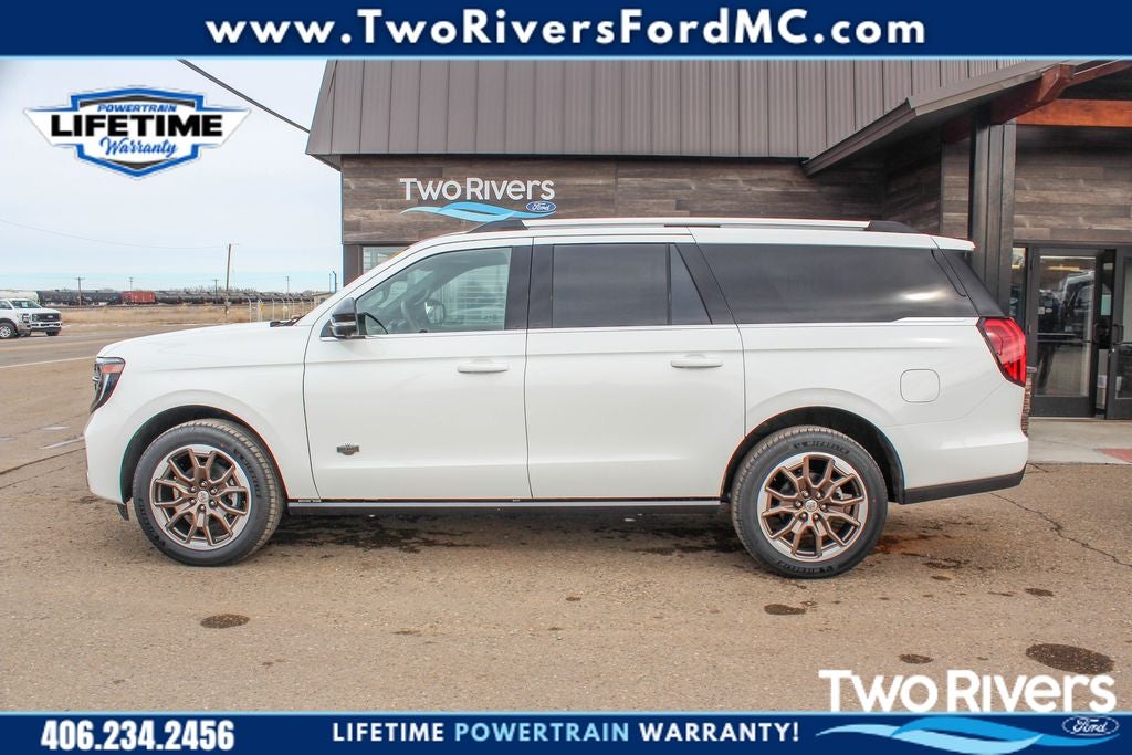 2026 Ford Expedition Max King Ranch in White Metallic — front three-quarter view