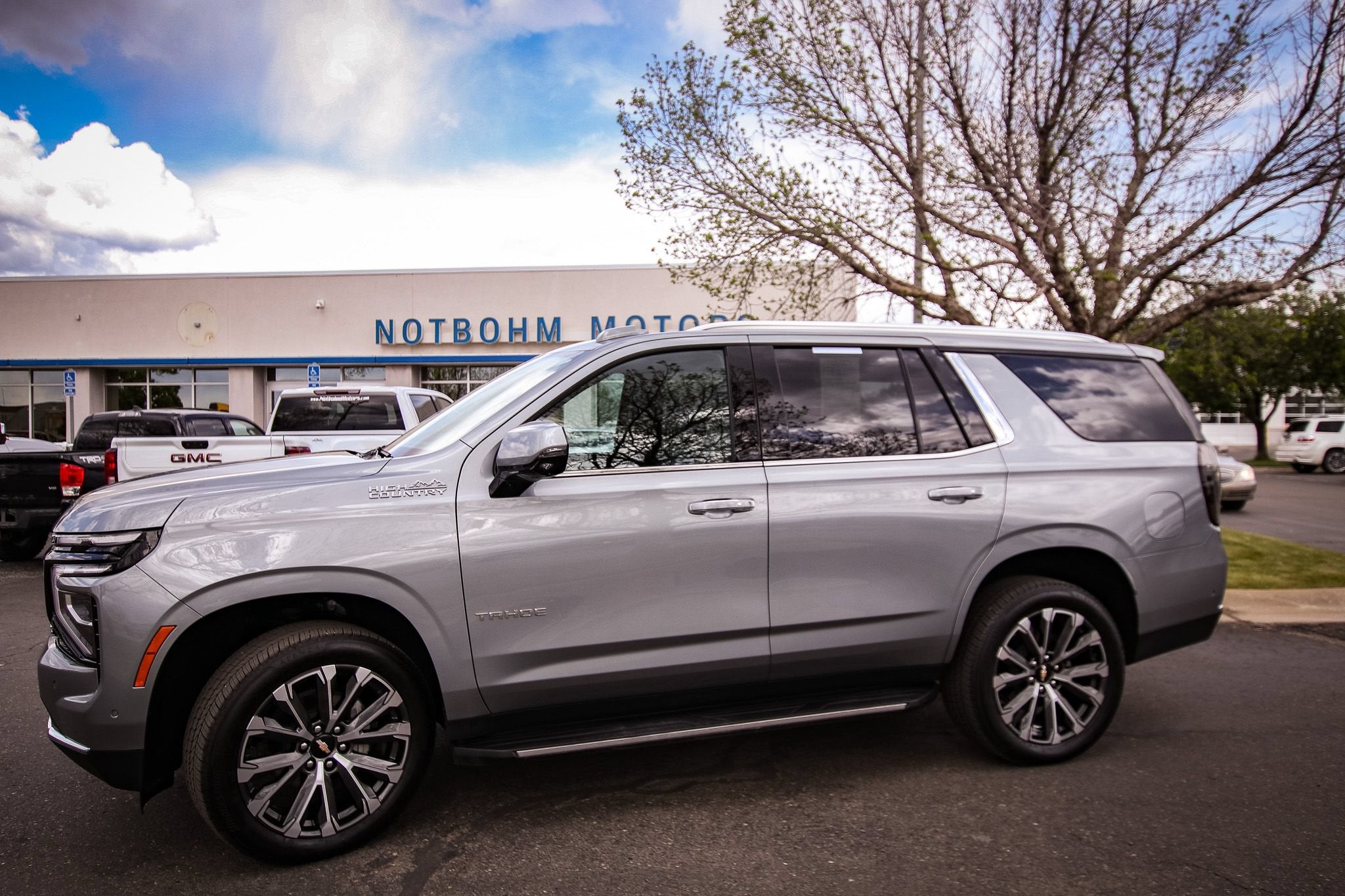 2025 Chevrolet Tahoe High Country in Sterling Gray Metallic — front three-quarter view